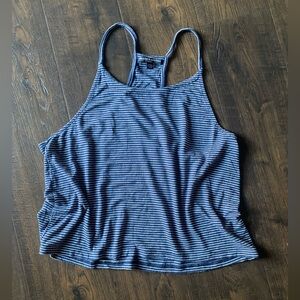 brandy melville women’s one size navy white striped cropped racerback modal tank